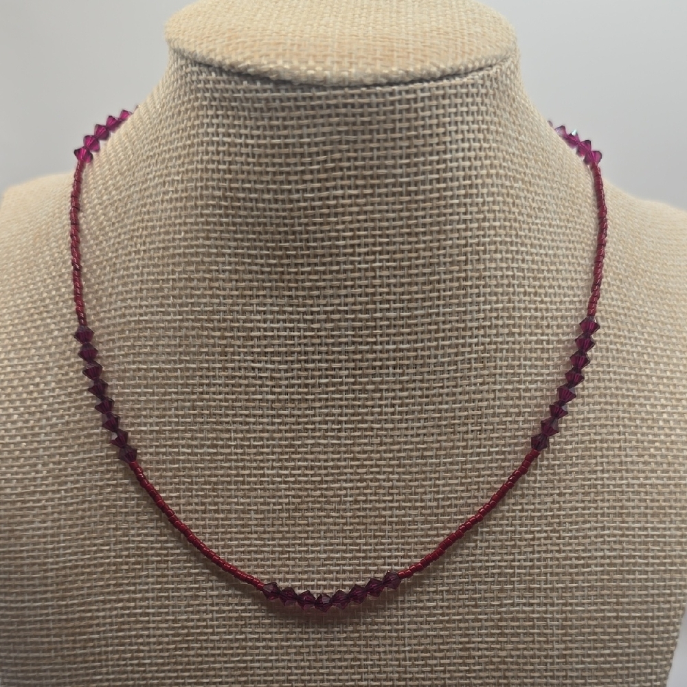 Red Beaded Stretch Necklace